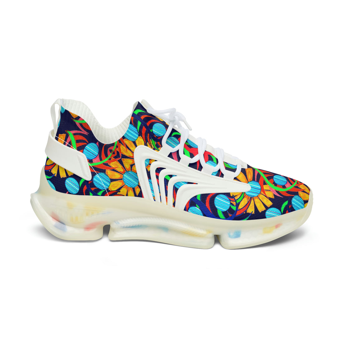 Ink Sunflower Printed OTT Women's Mesh Knit Sneakers