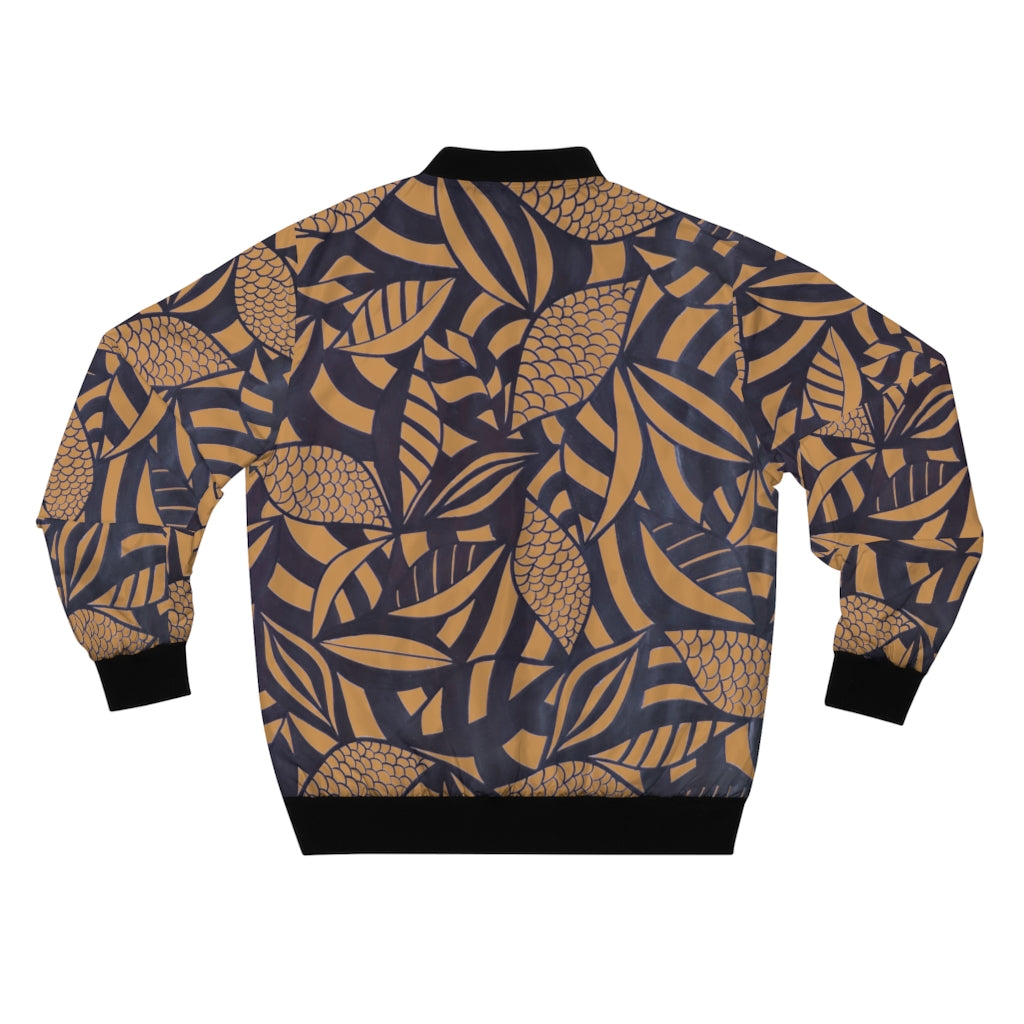 tussock tropical leaves print men's bomber jacket