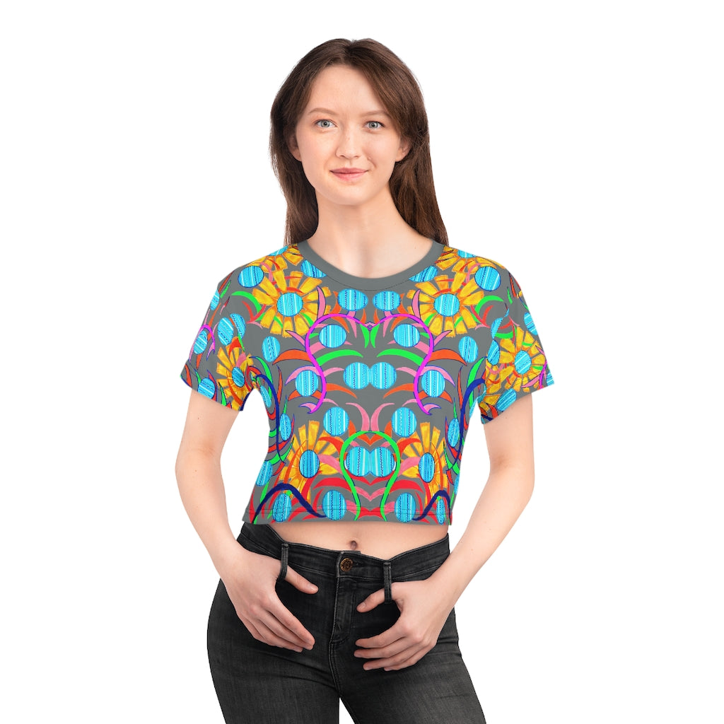 sunflower print cropped t-shirt