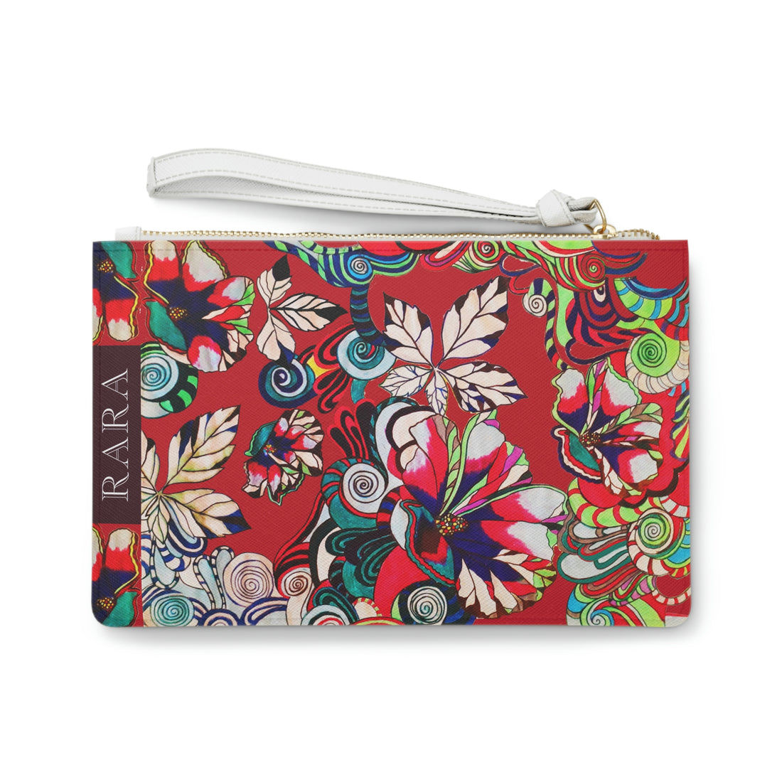 Deep Red Floral Pop Clutch Bag