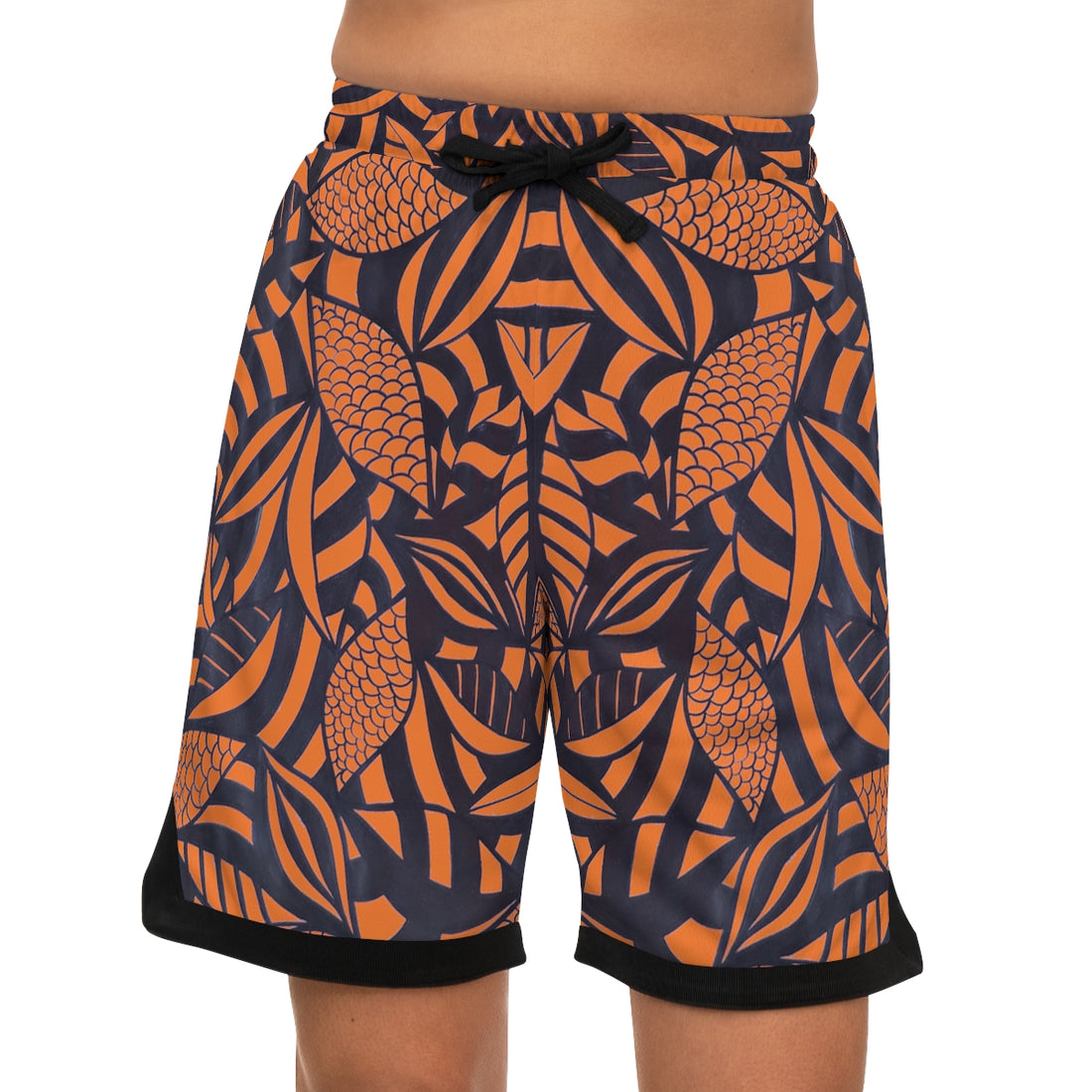 Peach Tropical Minimalist Basketball Rib Shorts (AOP)