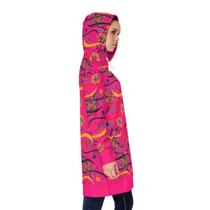 Hot Pink Wilderness Hoodie Dress (AOP)