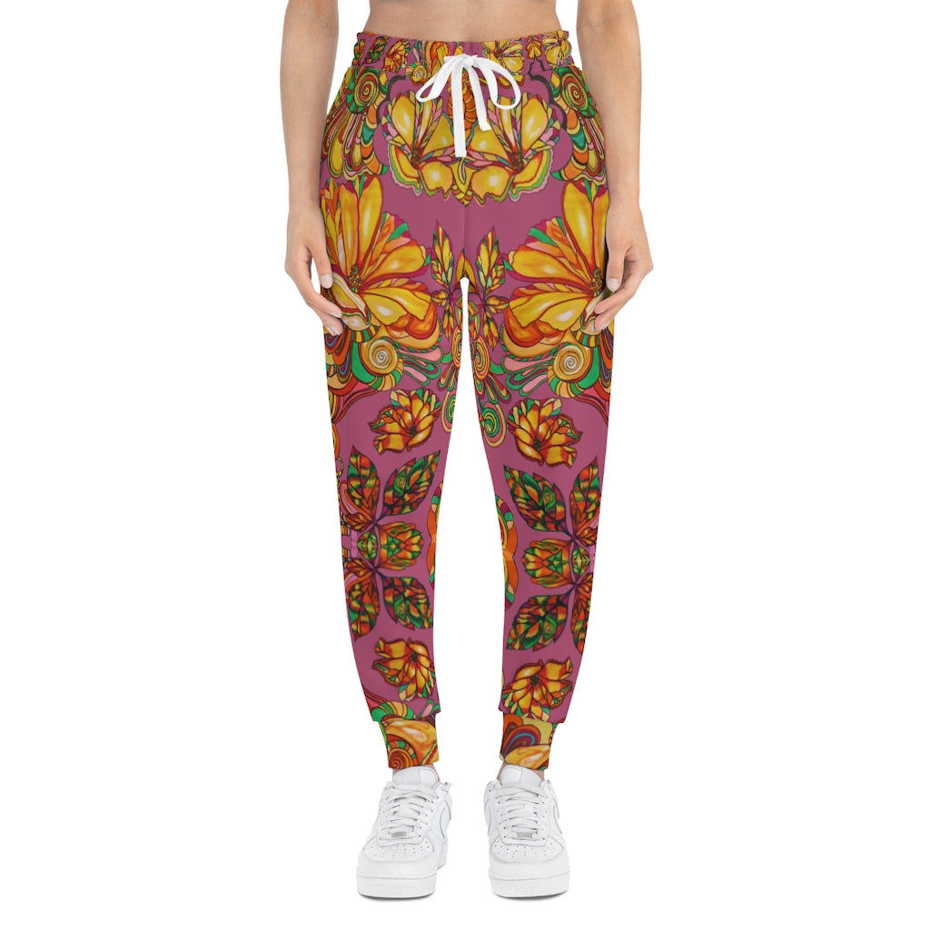 Unisex AOP Artsy Floral Rosy Taupe Joggers