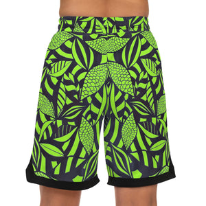 lime green tropical print basketball shorts