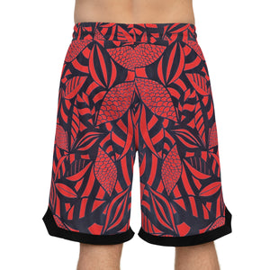 vermillion tropical print print basketball shorts 
