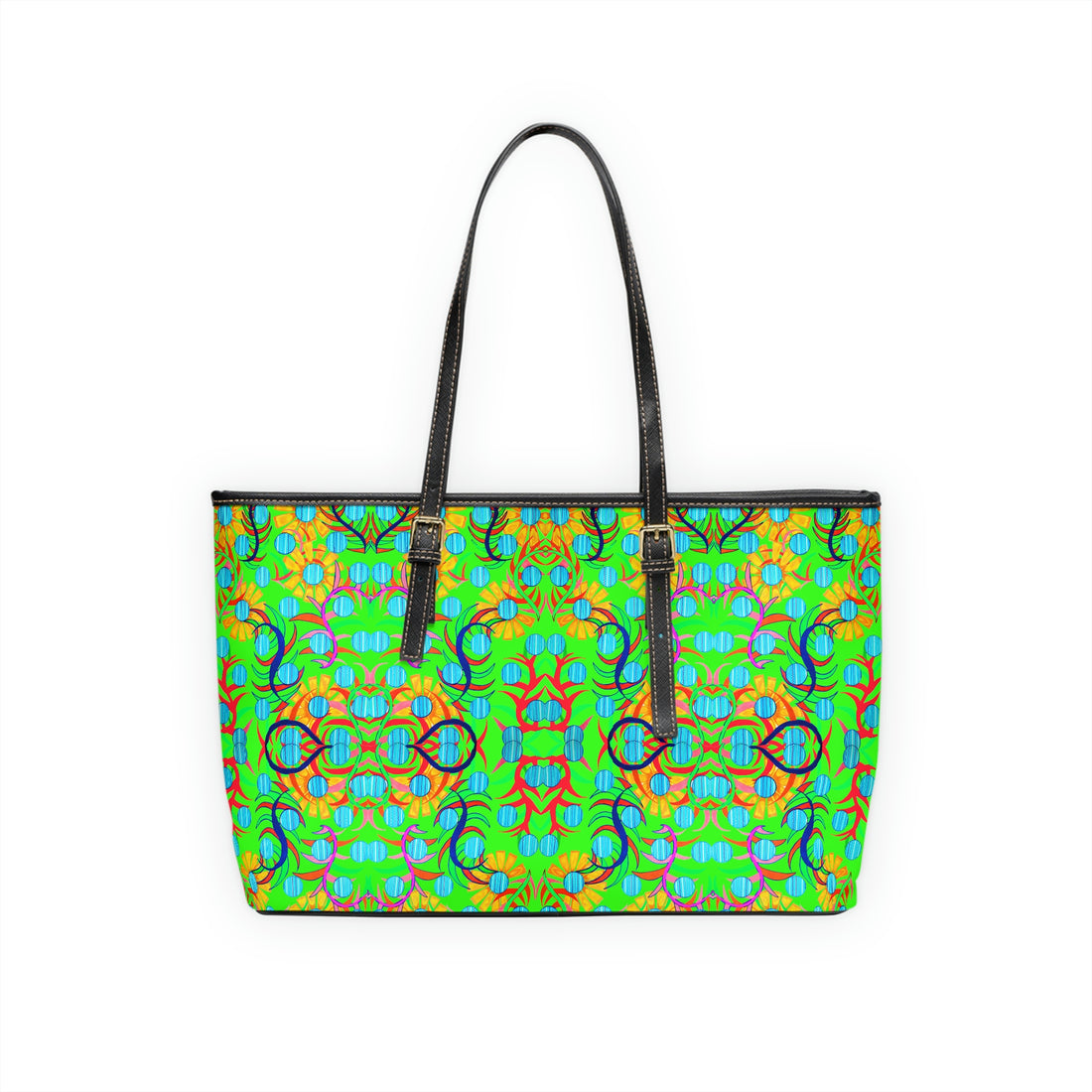 Neon Green Sunflower PU Leather Shoulder Bag