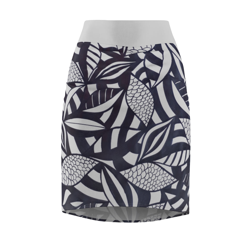 Tropical Minimalist Slate Pencil Skirt