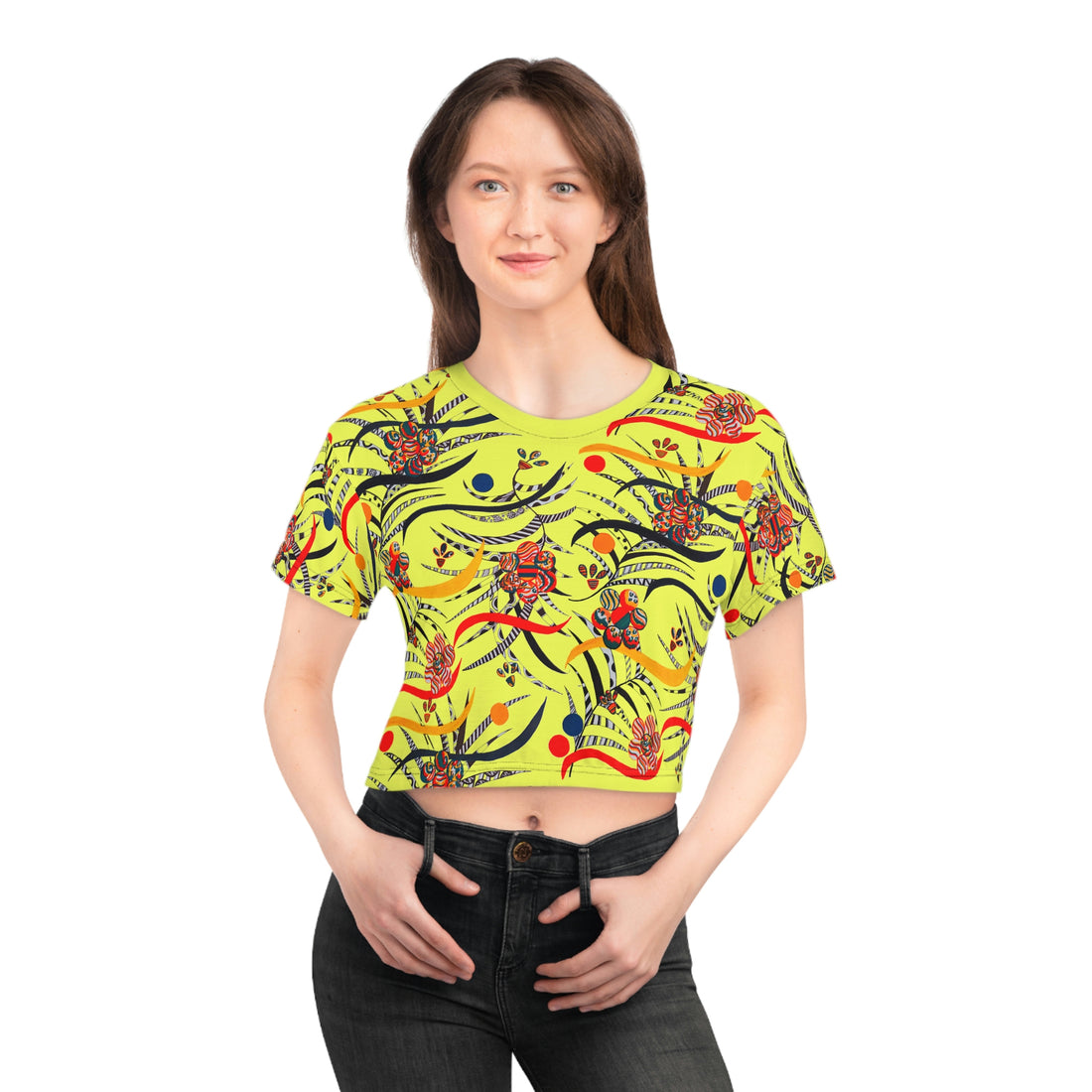 canary floral cropped t-shirt