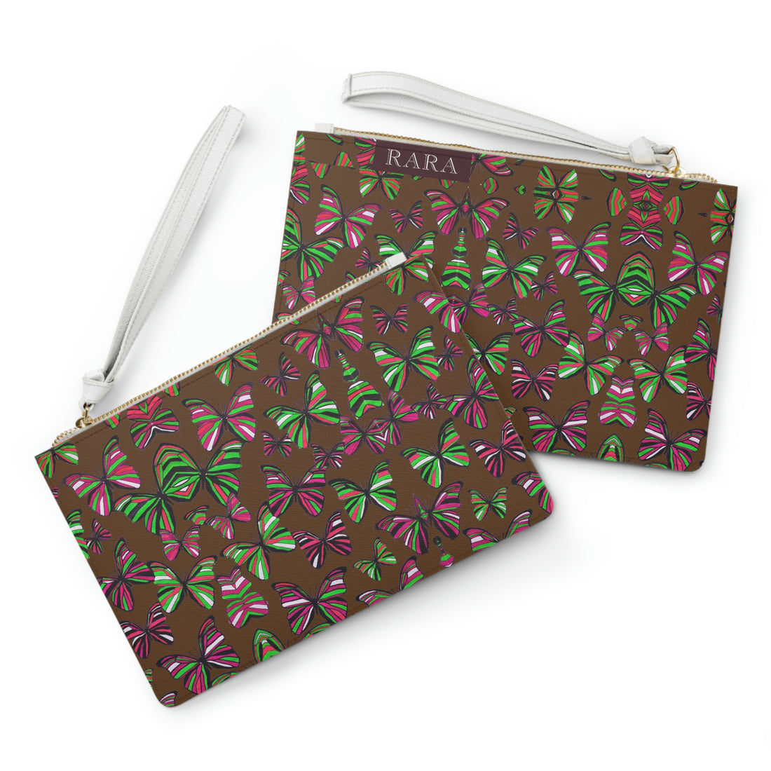 brown butterfly print clutch bag