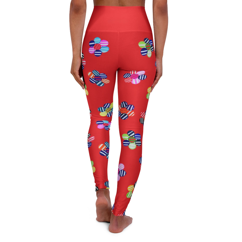 Red Candy Florals Yoga Leggings