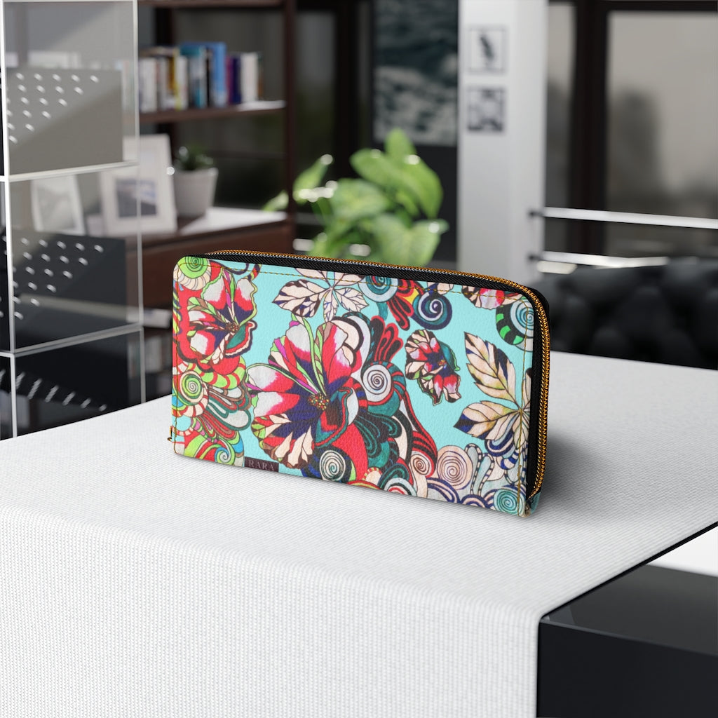 Icy Floral Pop Zipper Wallet