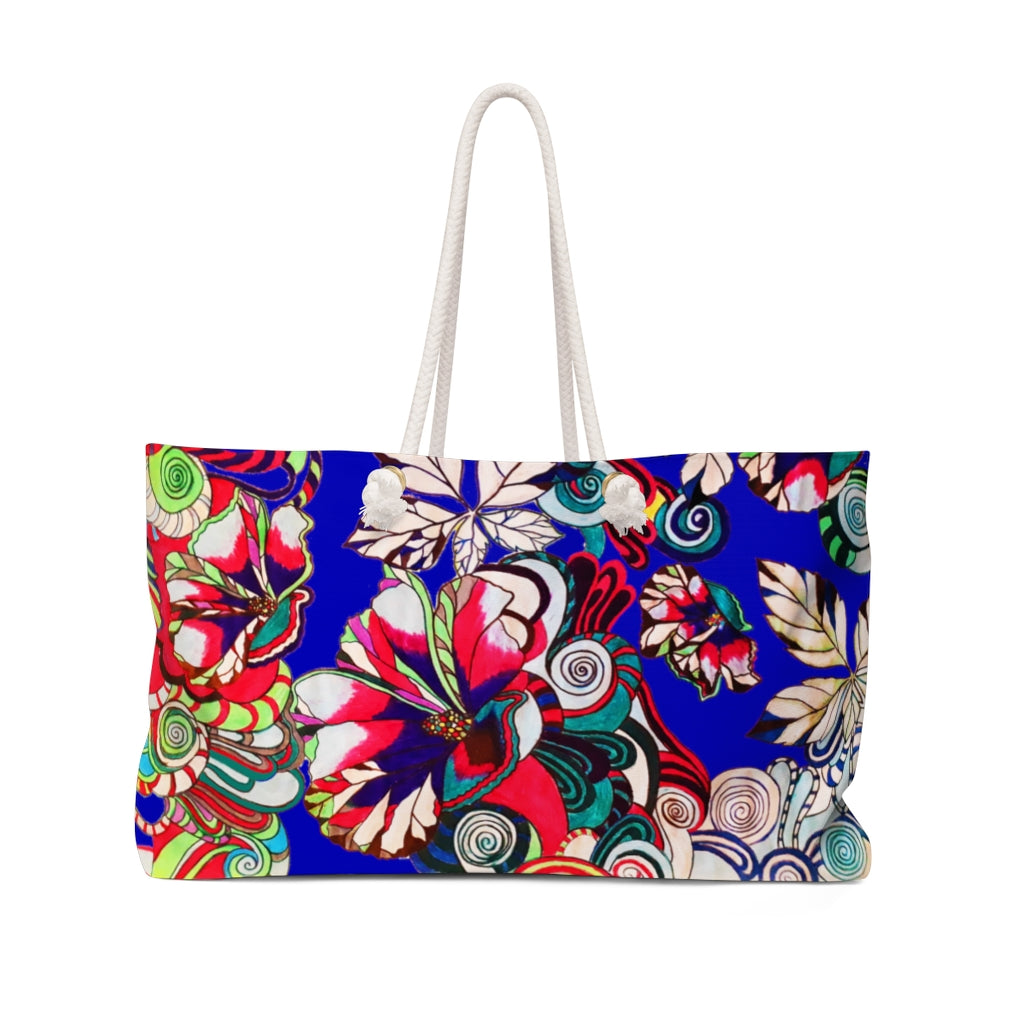 Artsy Floral Pop Royal Blue Weekender Bag