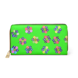 Neon Green Candy Floral Zipper Wallet
