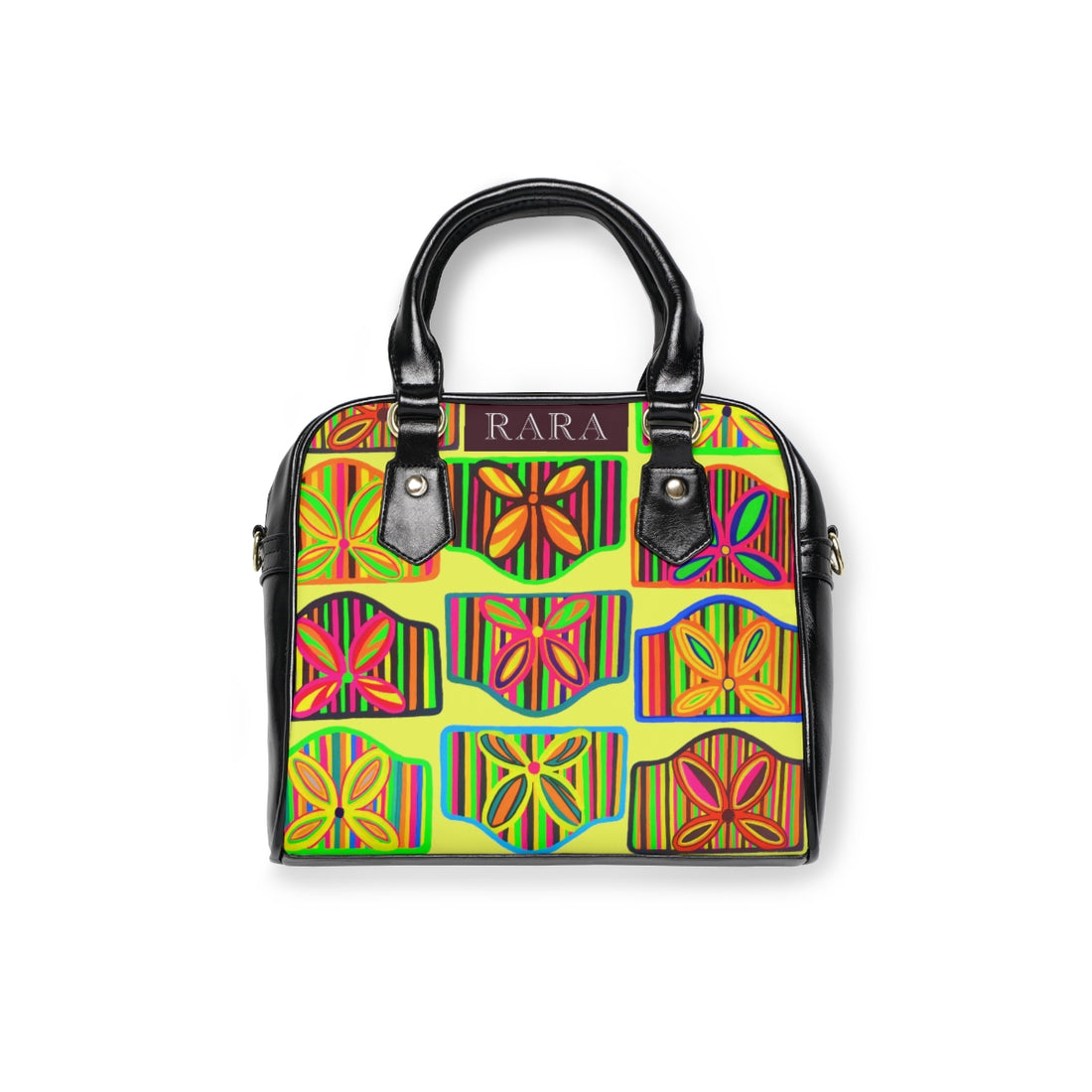 canary art deco print pu leather handbag