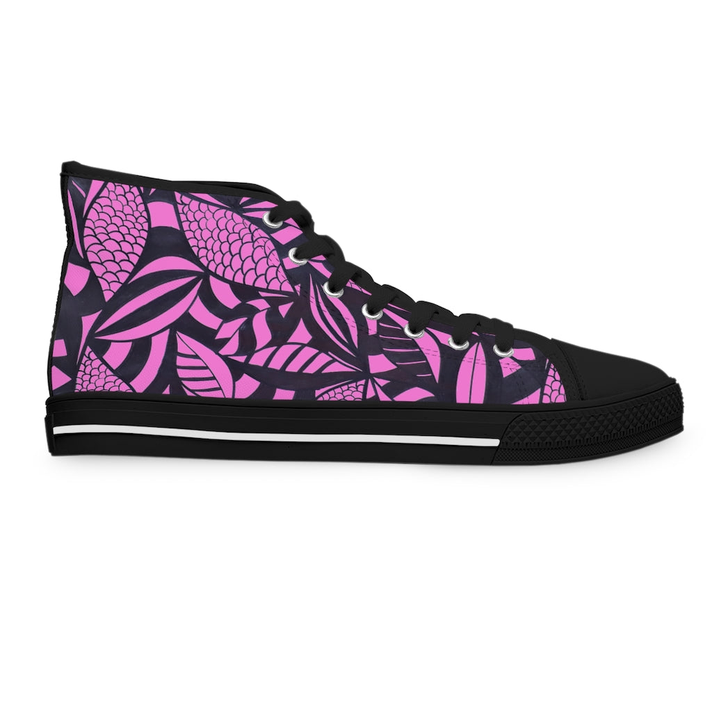 Rose Tropical Minimalist Women's High Top Sneakers