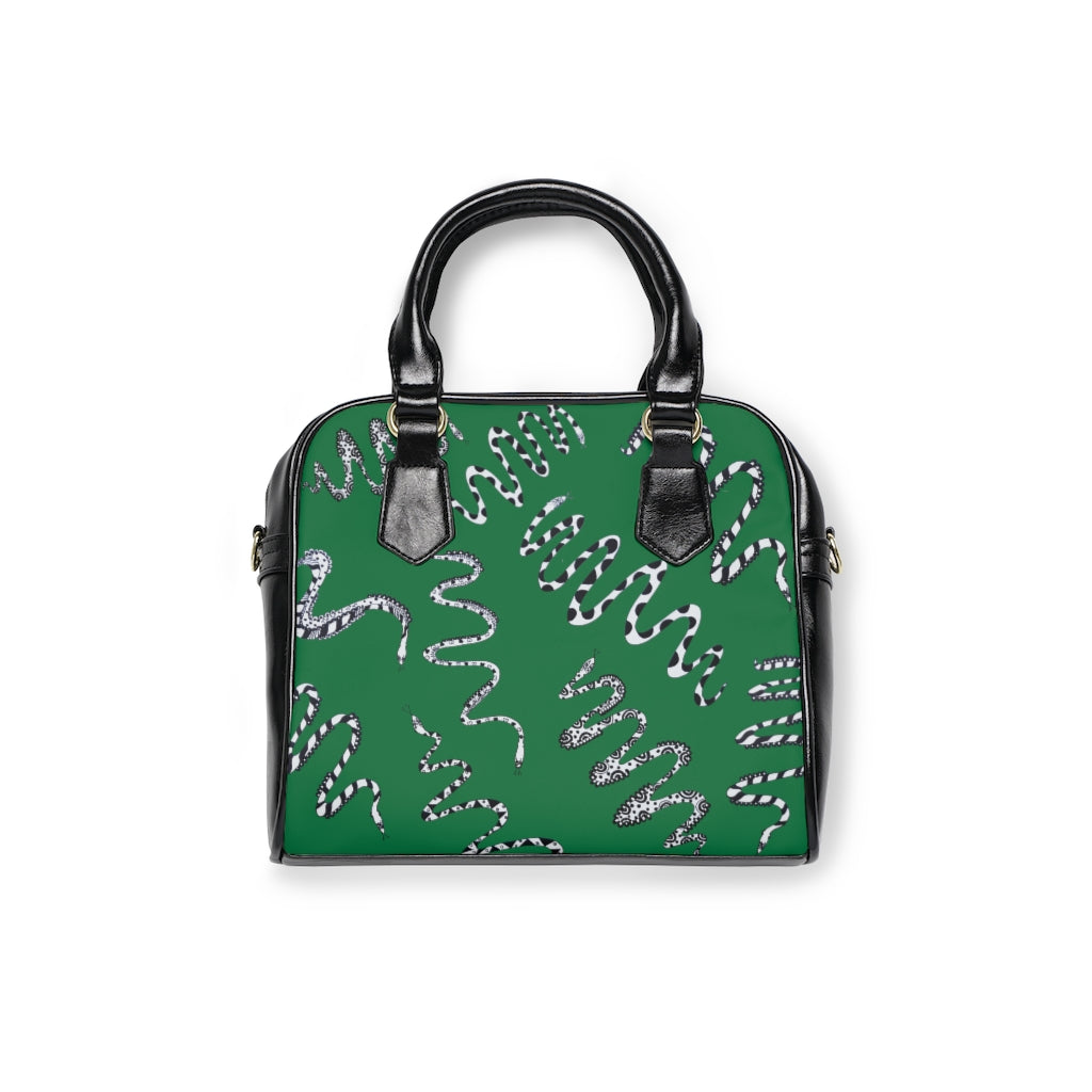 emerald snake print handbag