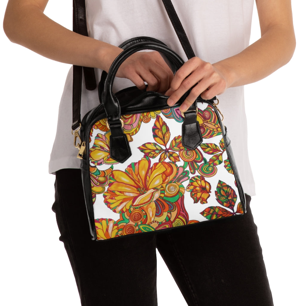 white floral print handbag