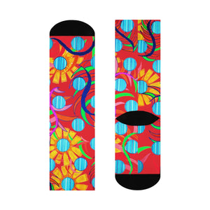 Sunflower Red Crew Socks