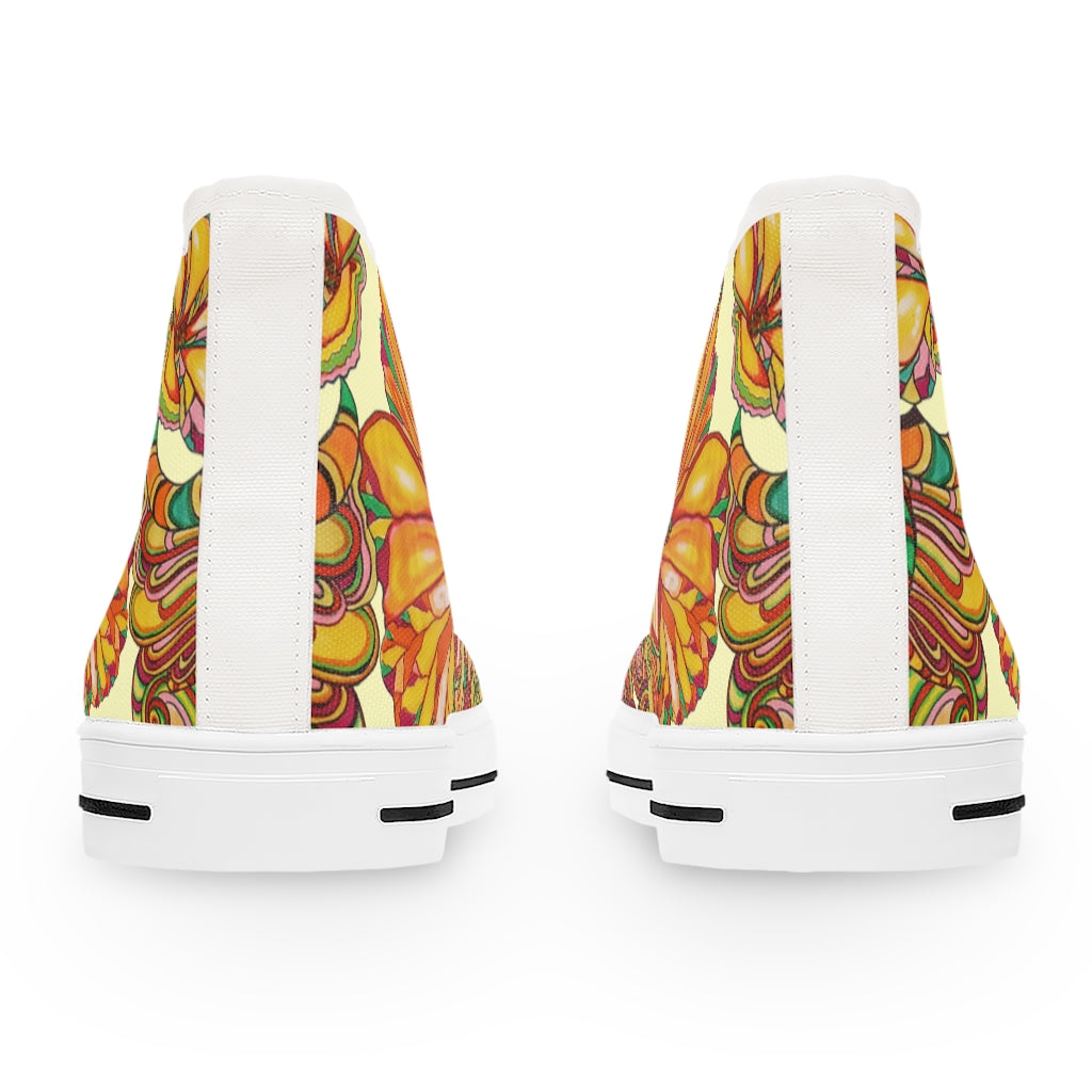 Black Artsy Floral Women's High Top Sneakers