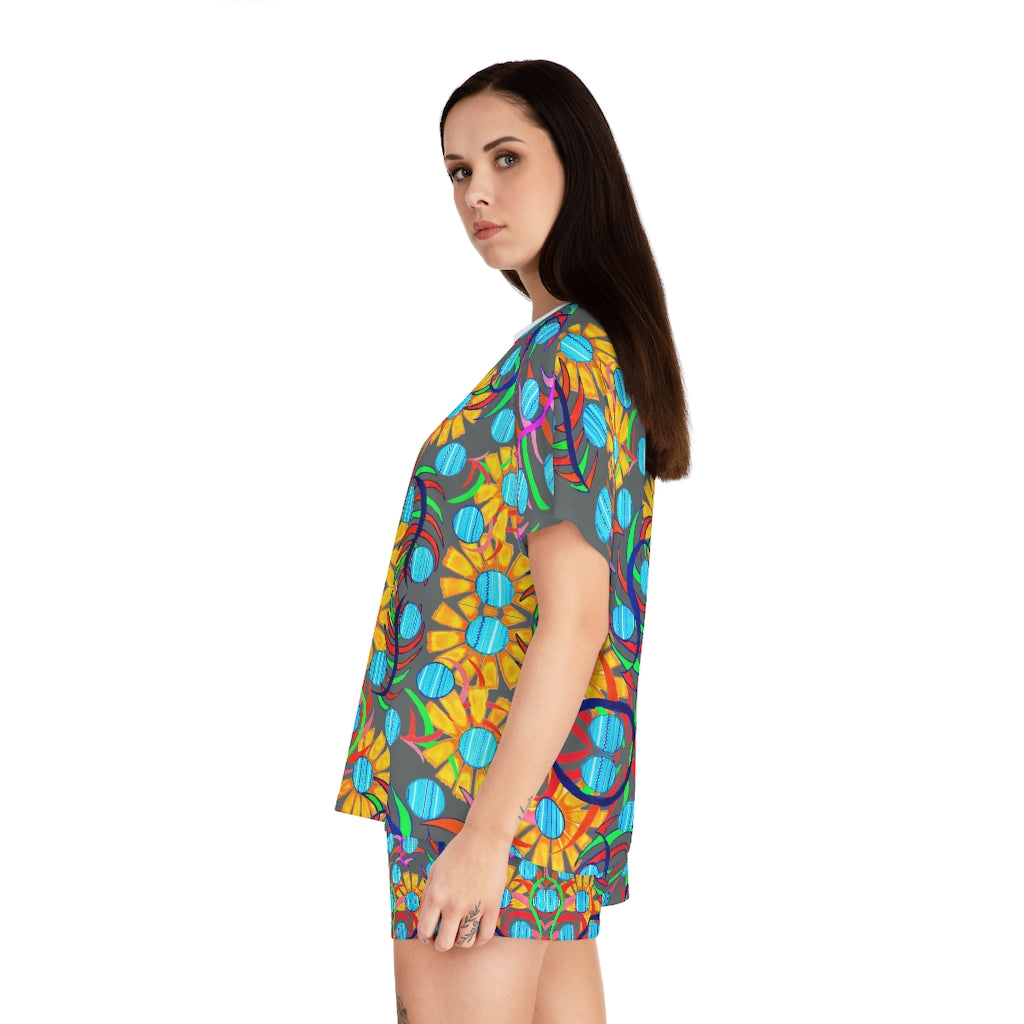 Ash Sunflower Short Pajama Set (AOP)