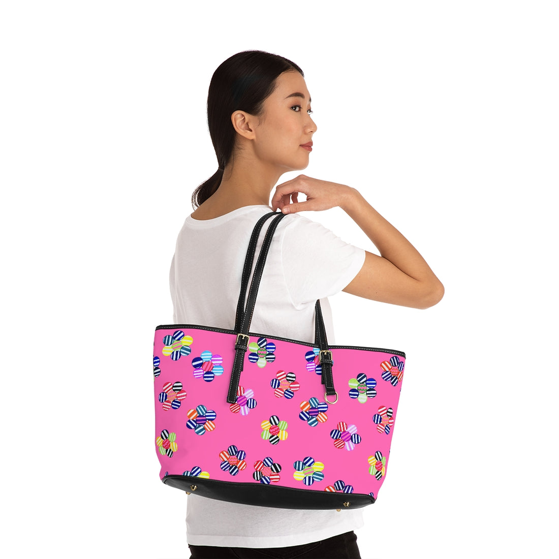 Rose Candy Florals PU Leather Shoulder Bag