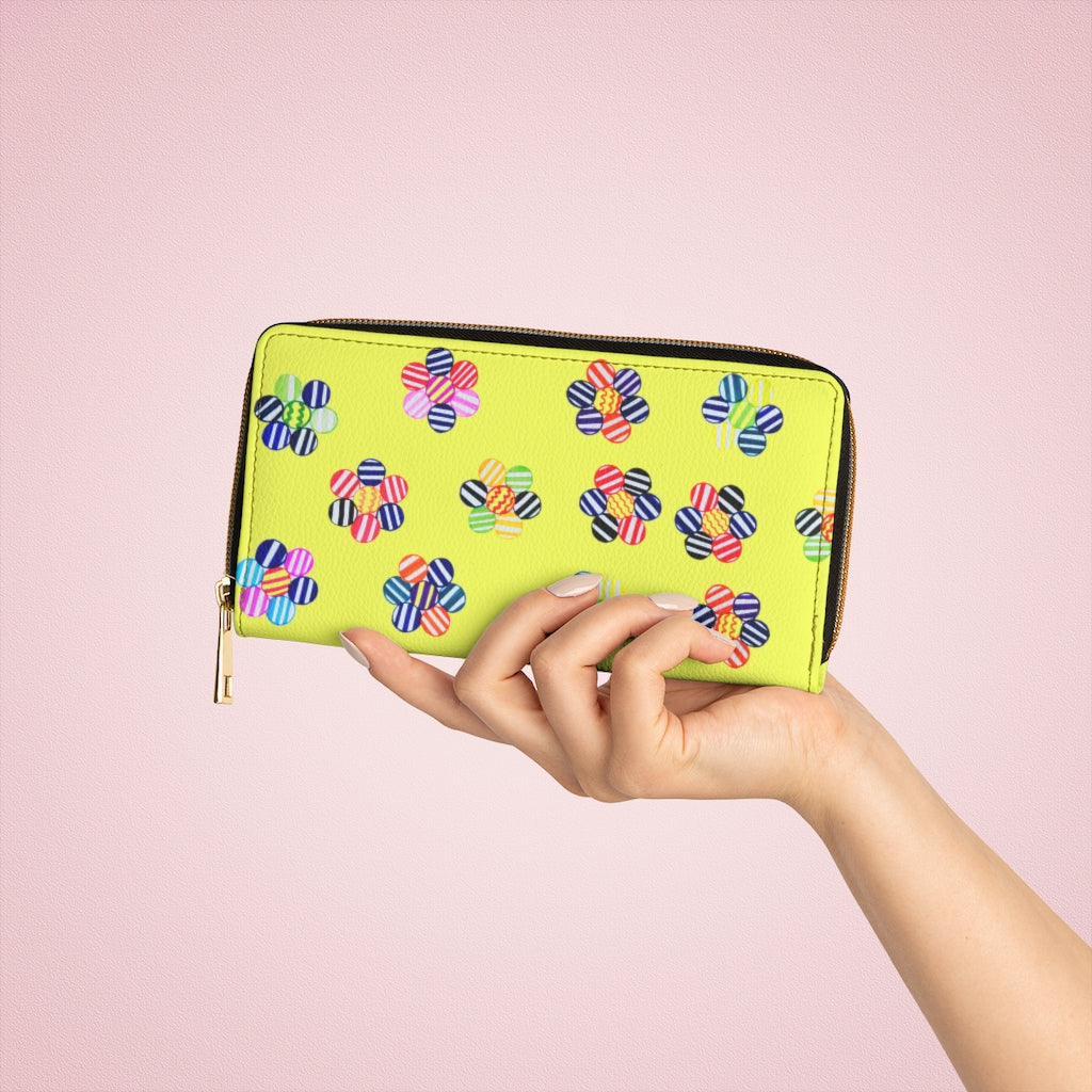 canary floral print clutch wallet