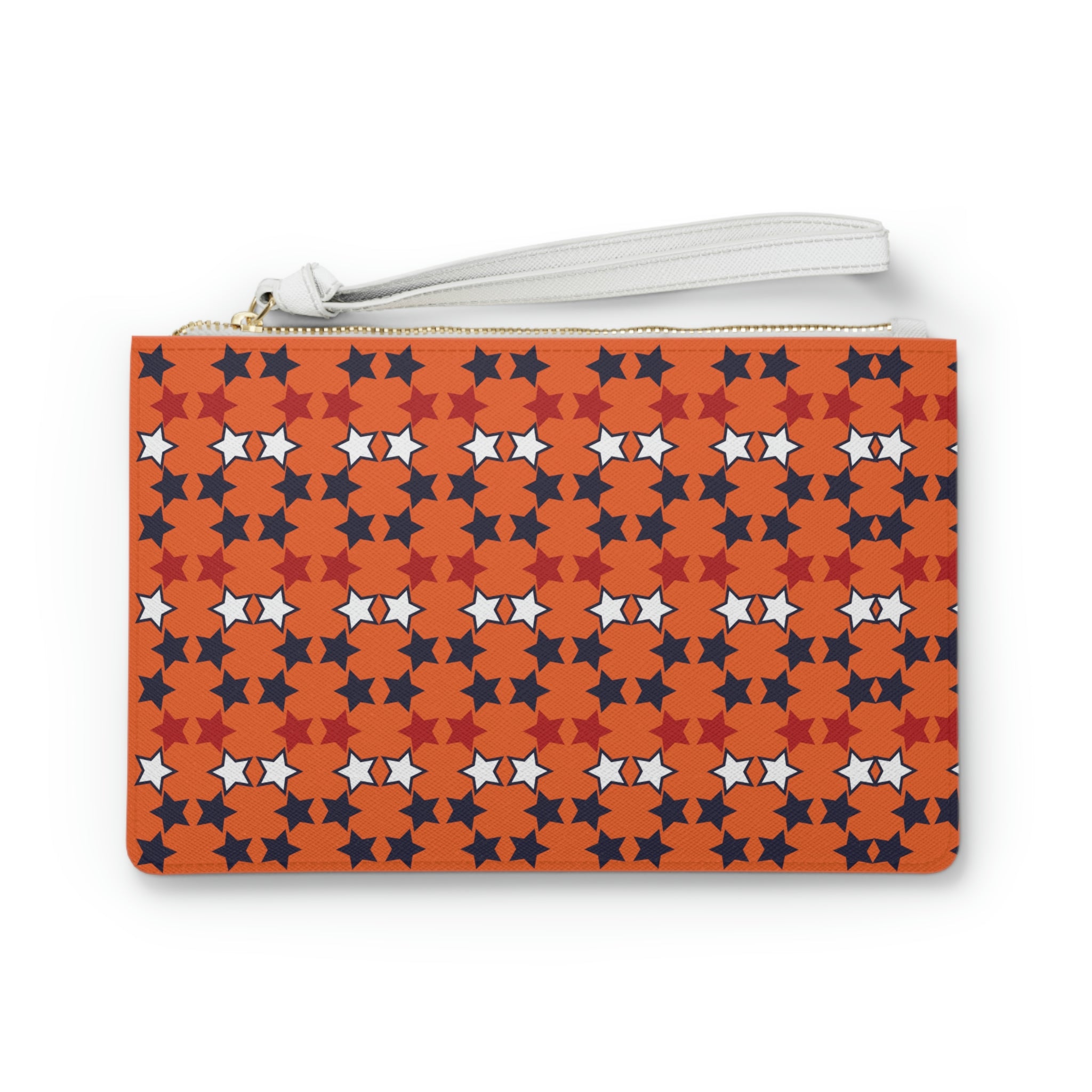 Orange Star Print Clutch Bag