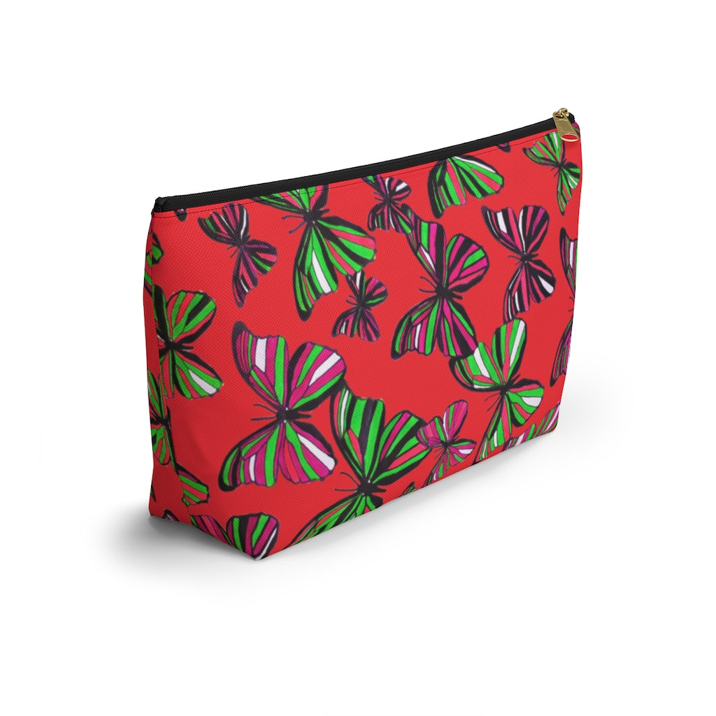 Butterflies Red Accessory Pouch