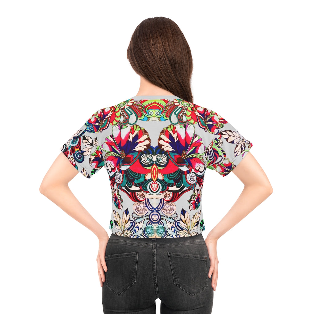 Slate Artsy Floral Pop AOP Crop Tee