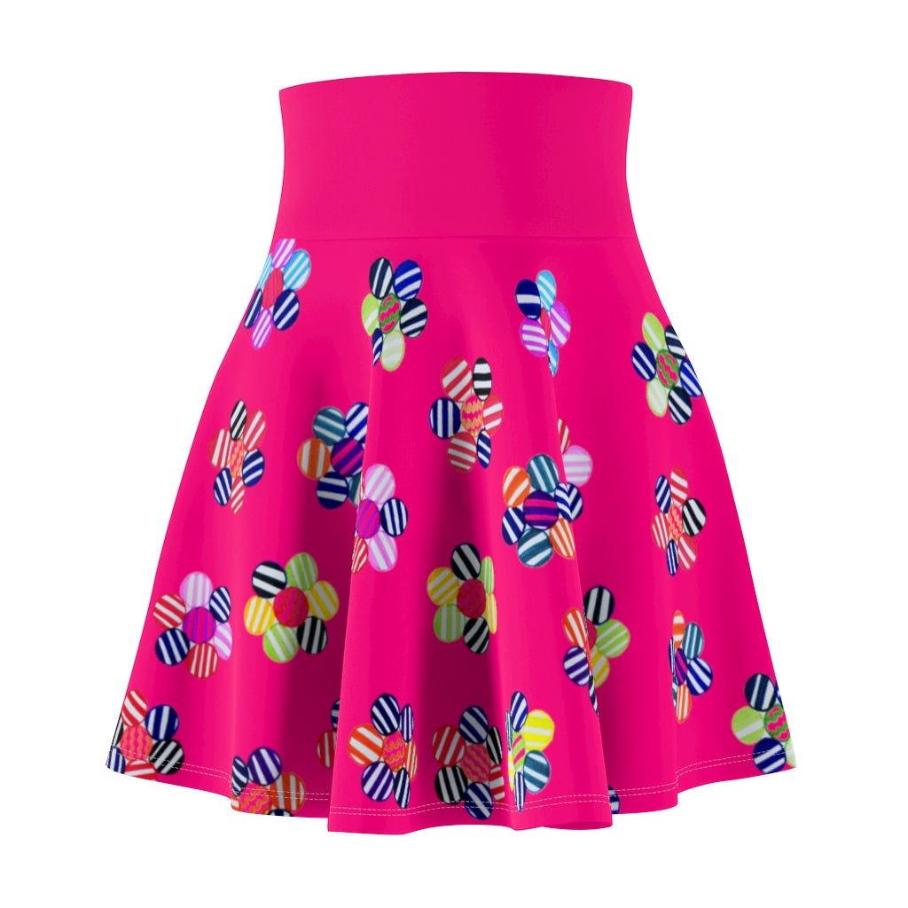 Hot Pink Candy Florals Skater Skirt