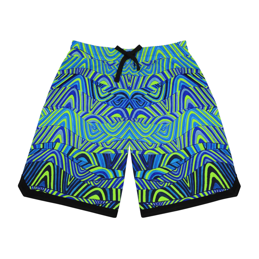 Lime Green Sonic Basketball Rib Shorts (AOP)