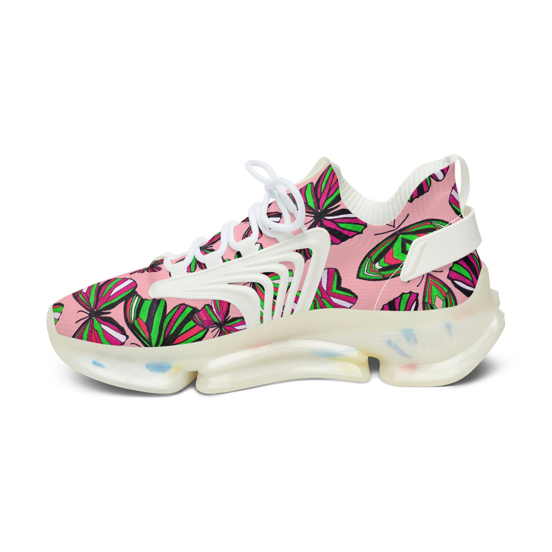 Blush Butterfly Printed OTT Women's Mesh Knit Sneakers