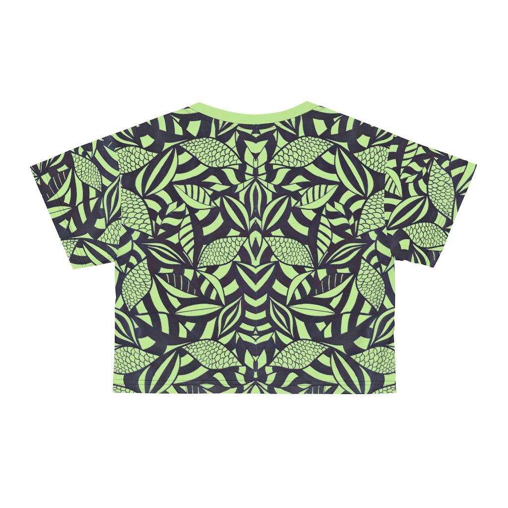 Mint Tropical Minimalist AOP Crop Tee