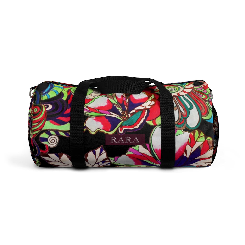 Artsy Floral Pop Black Duffel Bag