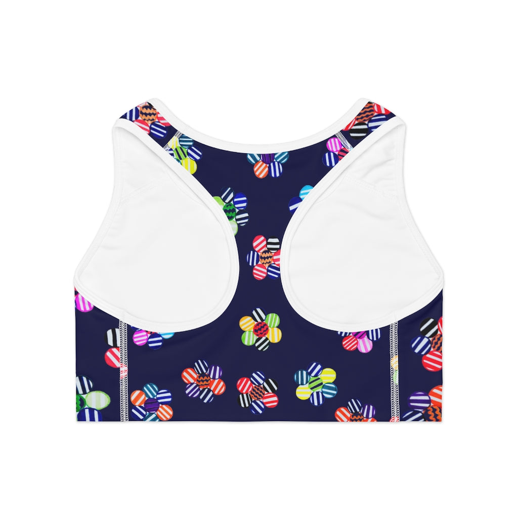 ink geometric flowers sports bra 