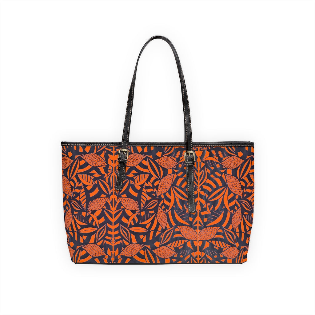 Orange Tropical Minimalist PU Leather Shoulder Bag