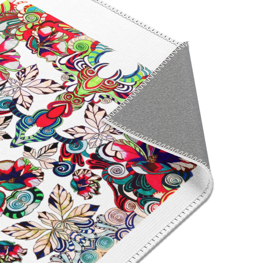 Artsy Floral Pop White Area Rug