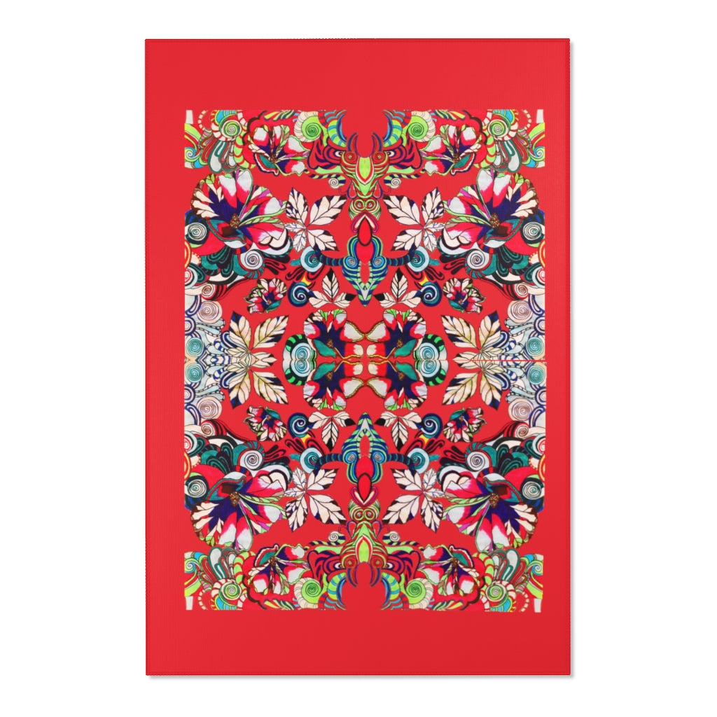 Artsy Floral Pop Red Area Rug