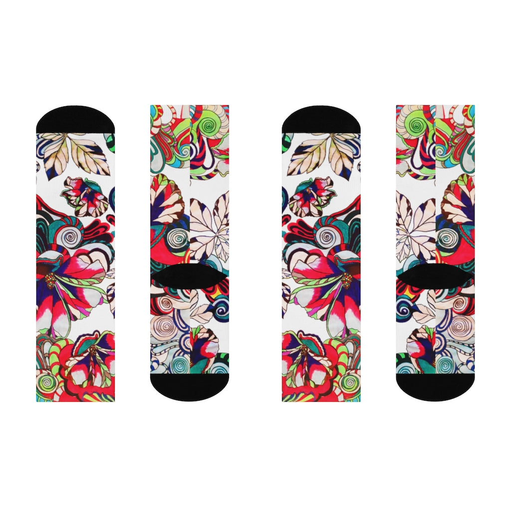 White Floral Pop Socks