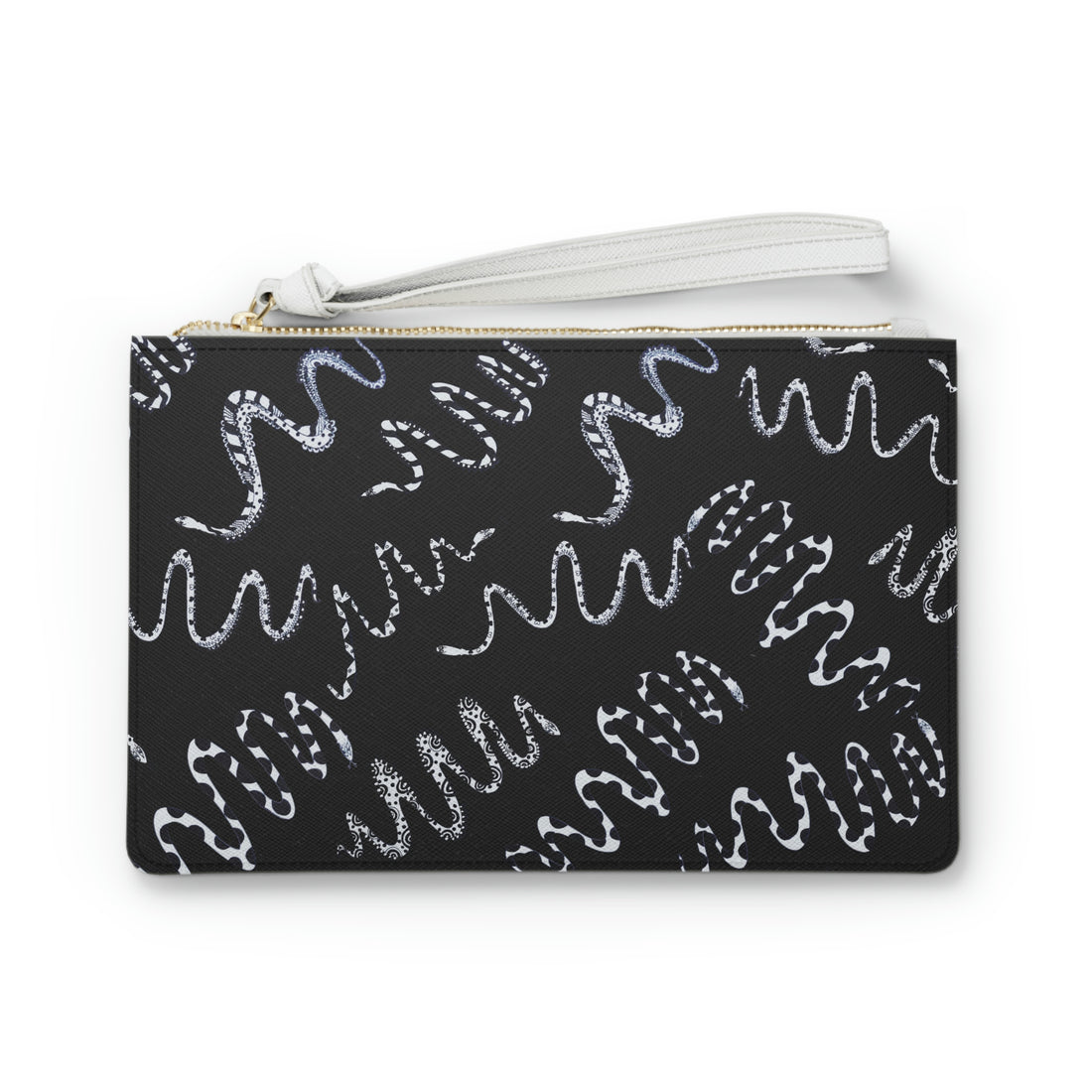 Black Snake Print Clutch Bag