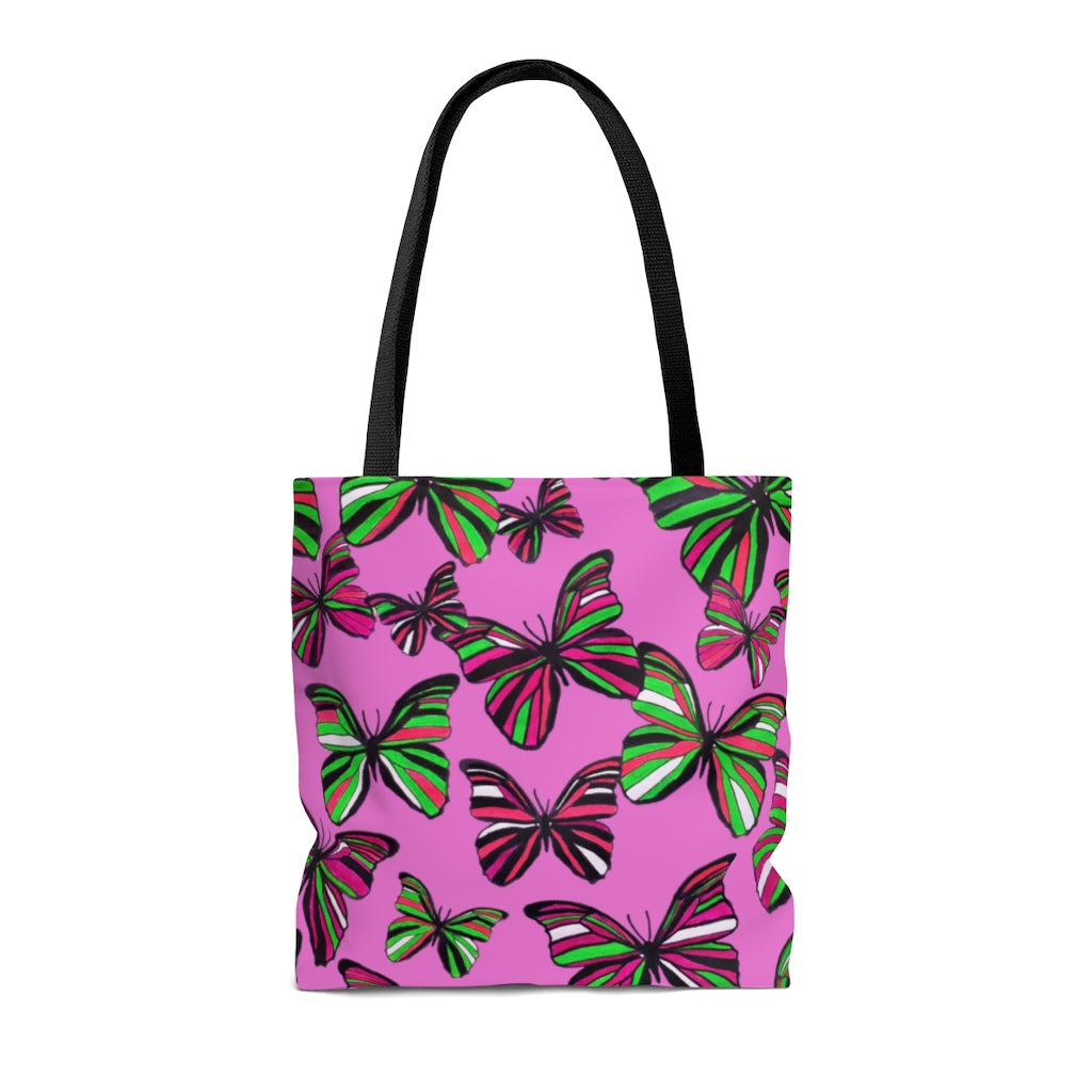 AOP Butterflies Rose Tote Bag