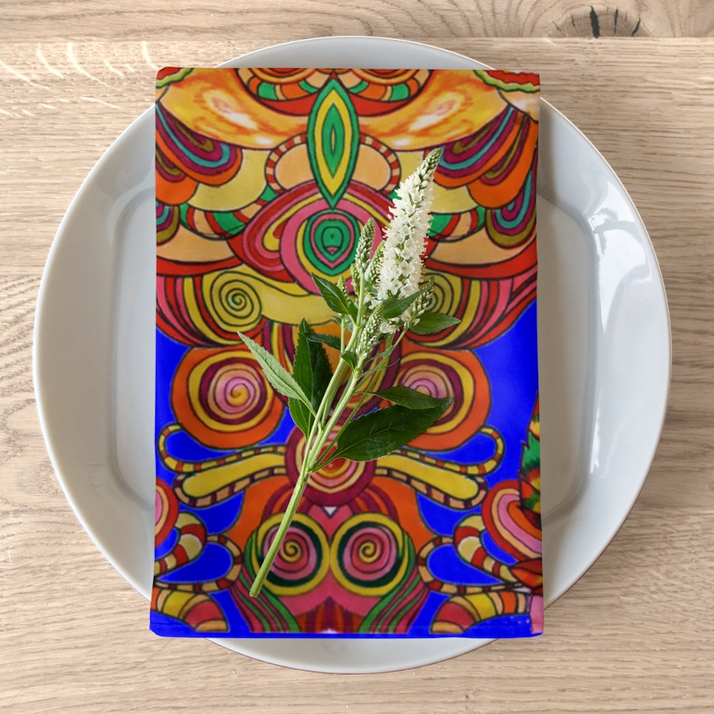 Electric Blue Artsy Floral Napkin