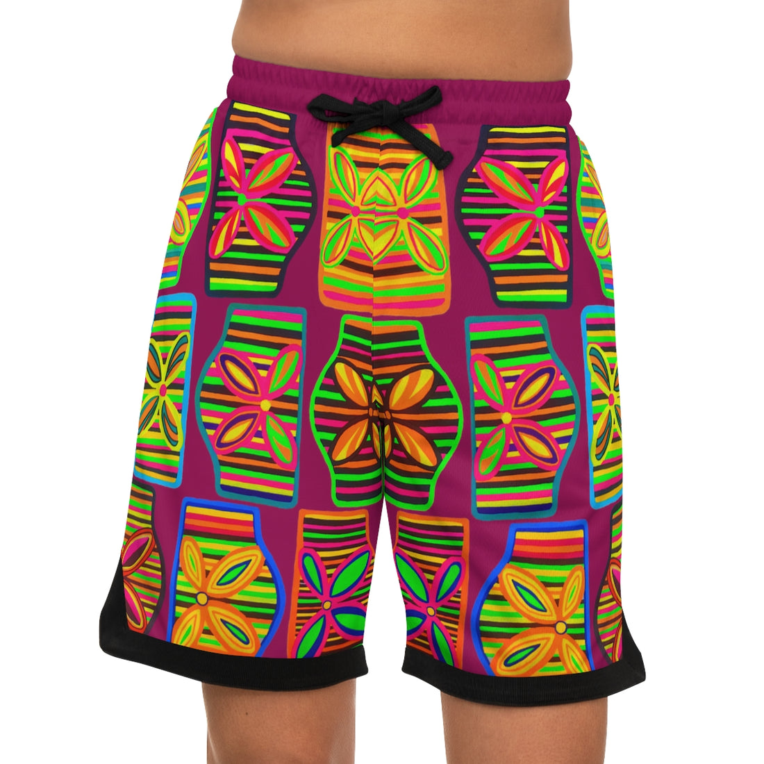 Orchid Deco Print Basketball Rib Shorts (AOP)