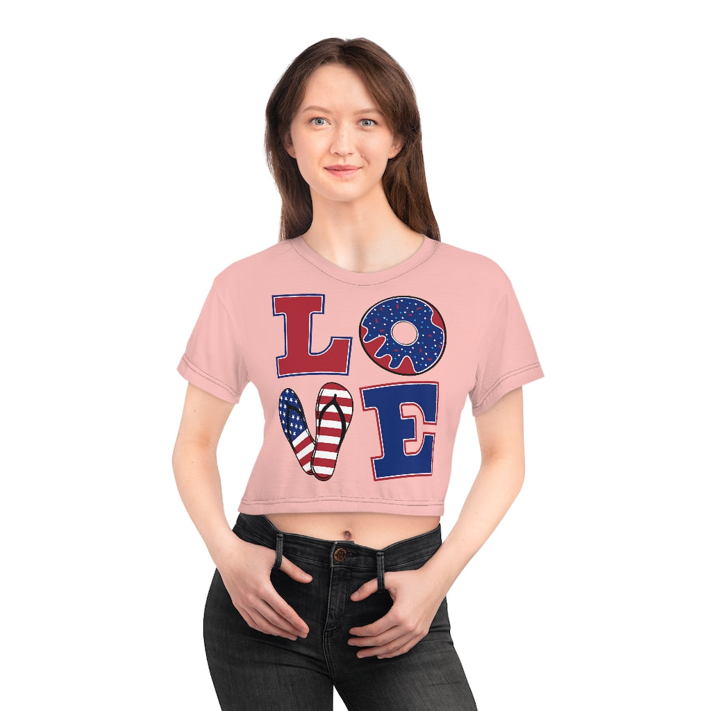 blush LOVE printed crop t-shirt for women