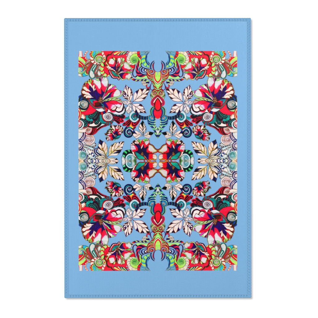 Artsy Floral Pop Sky Area Rug