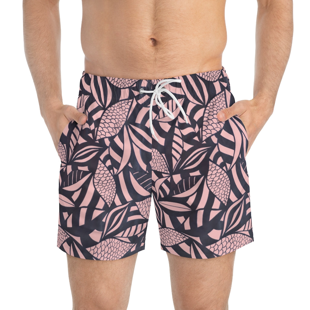 Blush Tropical Minimalist Men's Swimming Trunks