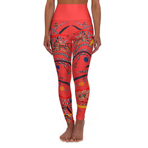 vermillion animal & floral print yoga leggings