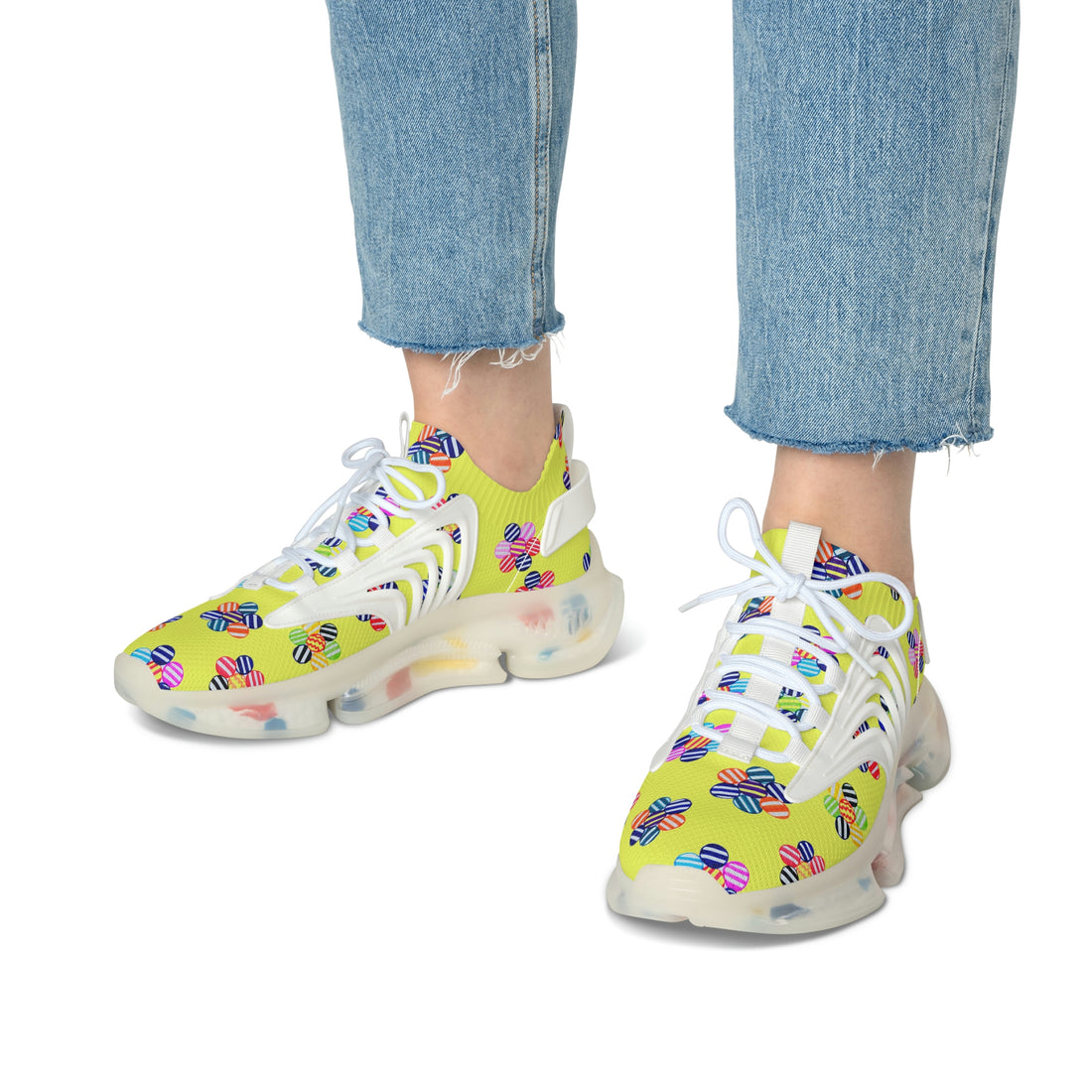 Canary Candy Floral Printed OTT Women's Mesh Knit Sneakers