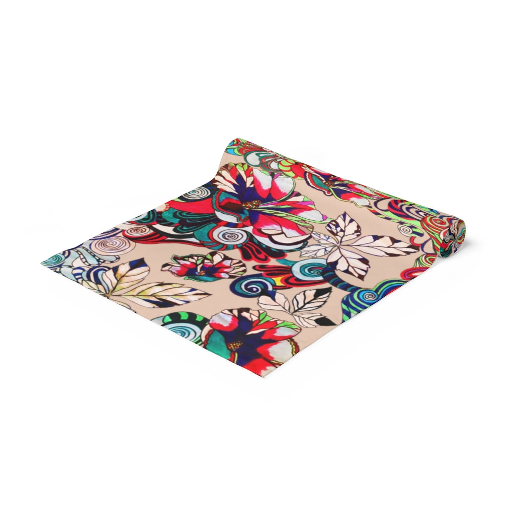 Artsy Floral Pop Nude Table Runner