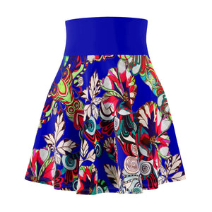 Graphic Floral Electric Blue Skater Skirt
